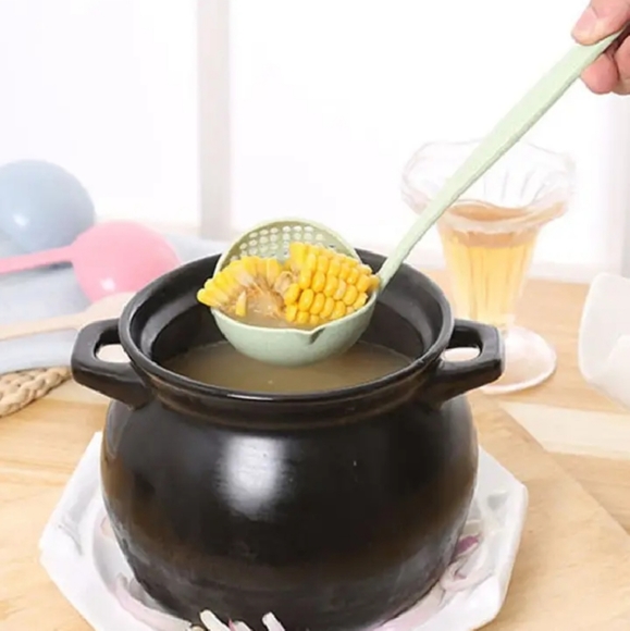 💙 Blue Two-in-one Kitchen Soup Spoon, Long Handle Plastic Colander ☆》NWT《☆ - Picture 3 of 6